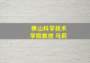 佛山科学技术学院教授 马莉